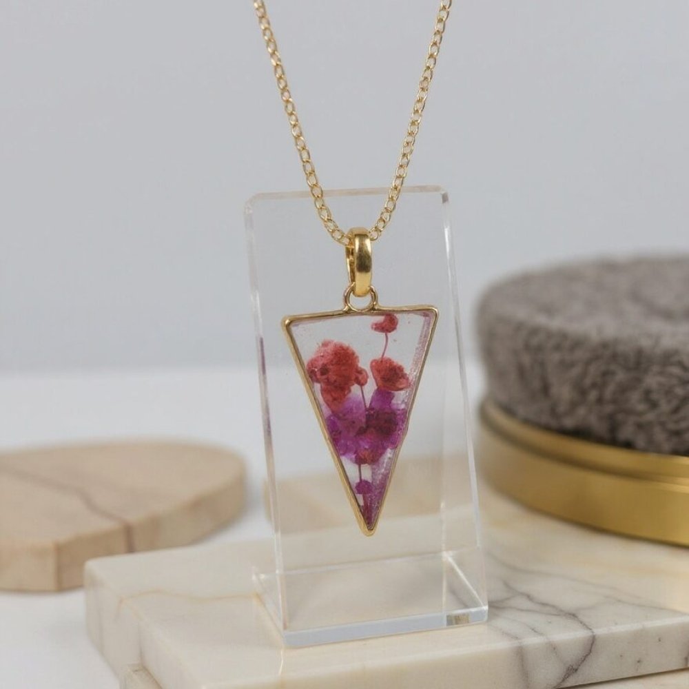 Handmade Resin Pendent with Silver Frame N3 & Floral Design – Trioova Jewelry (Copy)