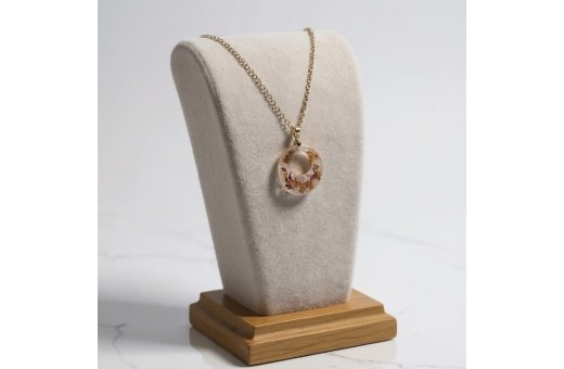 Handmade Resin Pendent with Silver Frame & Floral Design – Trioova Jewelry