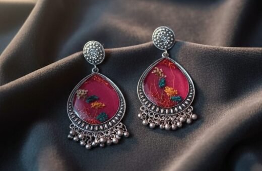 Preserved Queen’s Breath Floral Resin Earrings – Antique Look Statement Jewelry