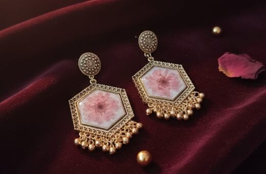 Pink Blossom Real Flower Resin Earrings