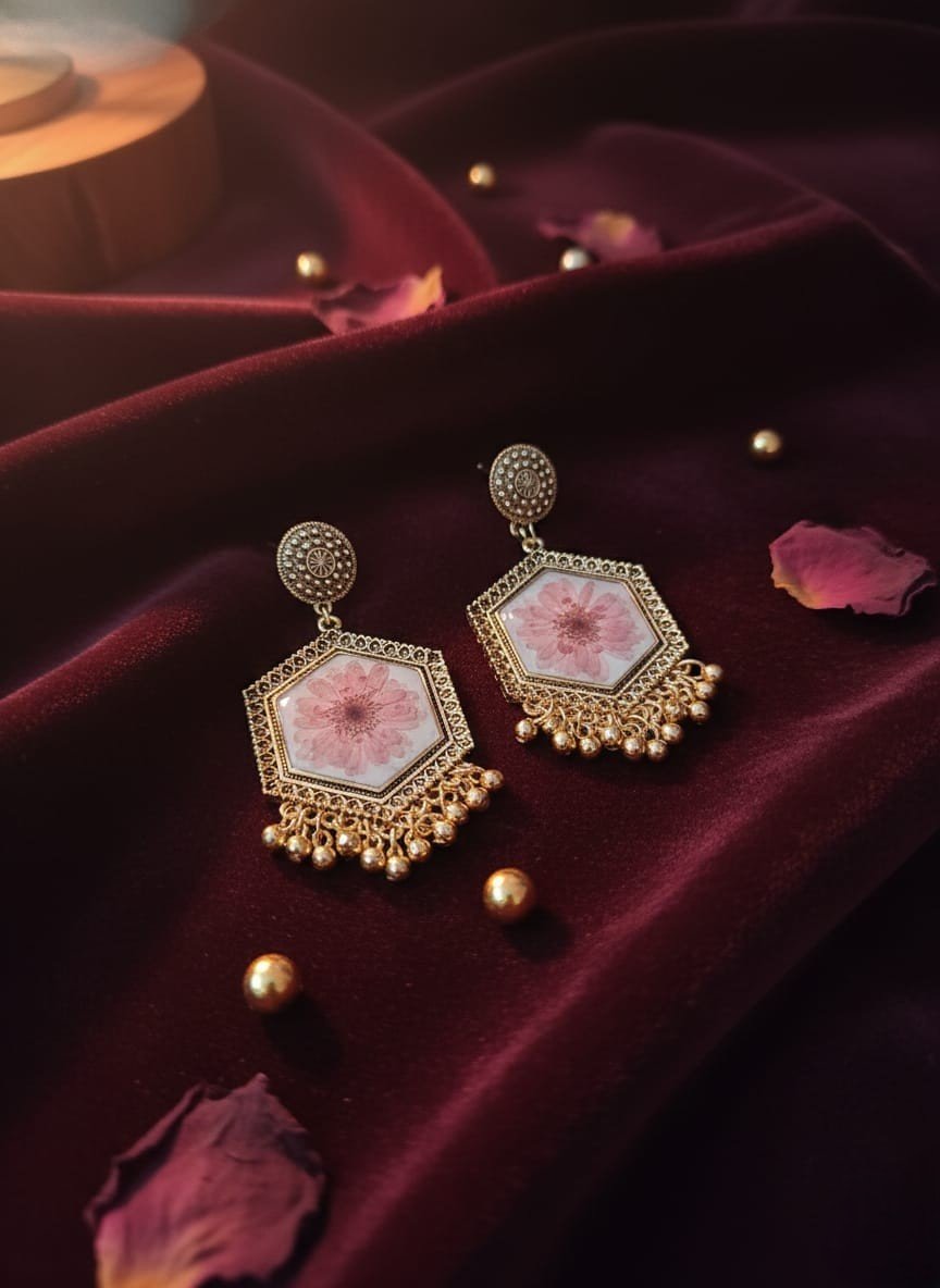 Handmade Resin Earrings with Golden Frame & Floral Design – Trioova Jewelry (Copy) (Copy) (Copy)
