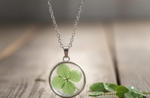 Elegant Green Hydrangea Floral Resin Round Pendant in Silver Finish